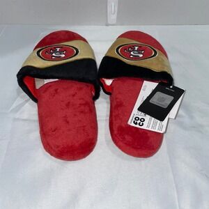 San Francisco 49ers NFL FOCO Plush Slide Slippers Red Gold Black Youth L 5-6 NWT